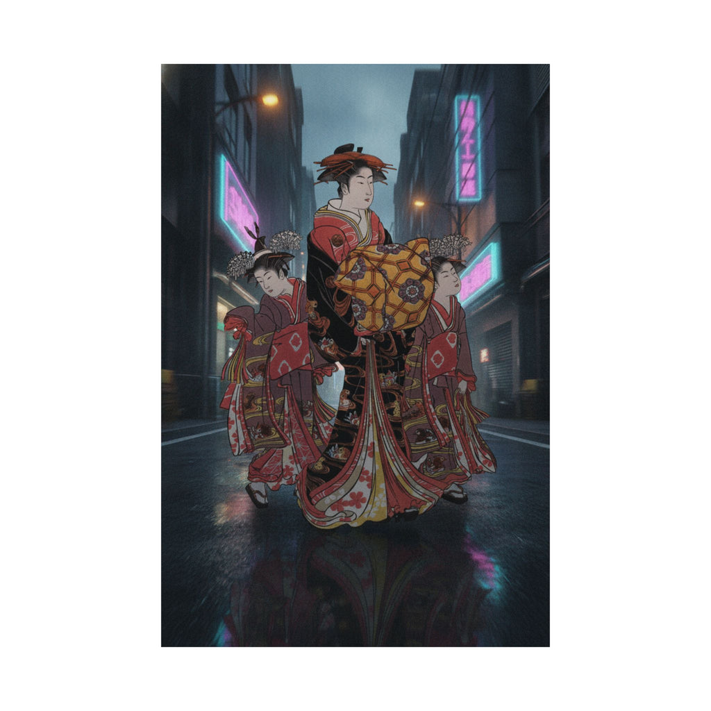 Fast Furious — An Oiran Accompanied By Two Kamuro — Matte Poster