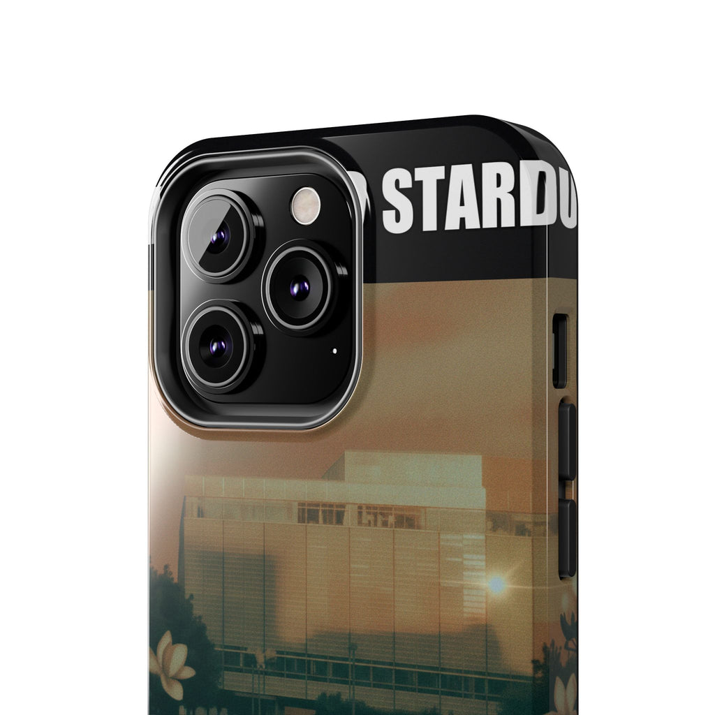 Dusk Brutalist Building and Daisies Photo Phone Case