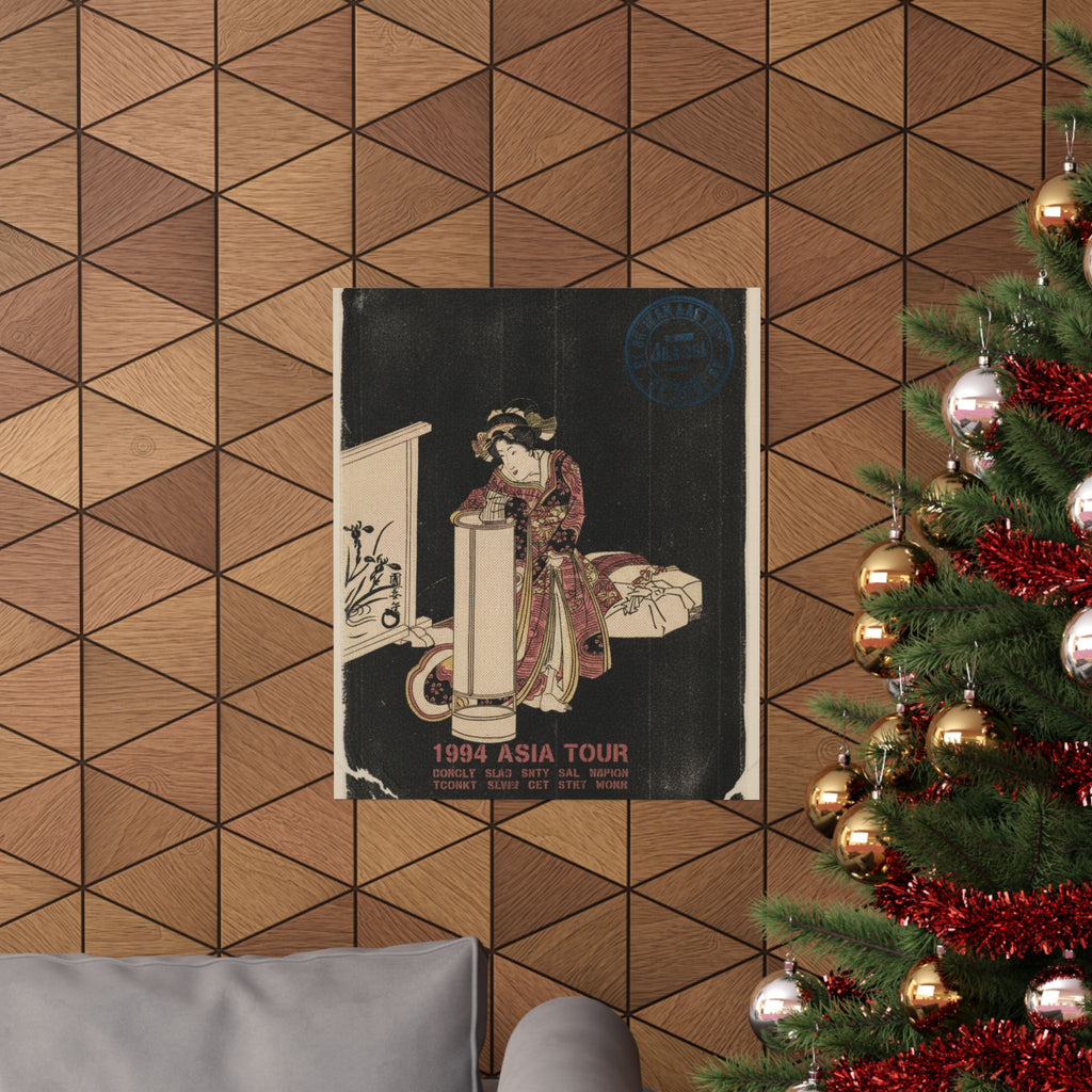 Vintage Bootleg — Young Woman Leaning Over A Tall Lamp — Matte Poster