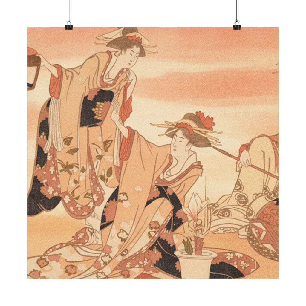 Southern Sunset — Three Young Ladies Visiting Together — Matte Poster