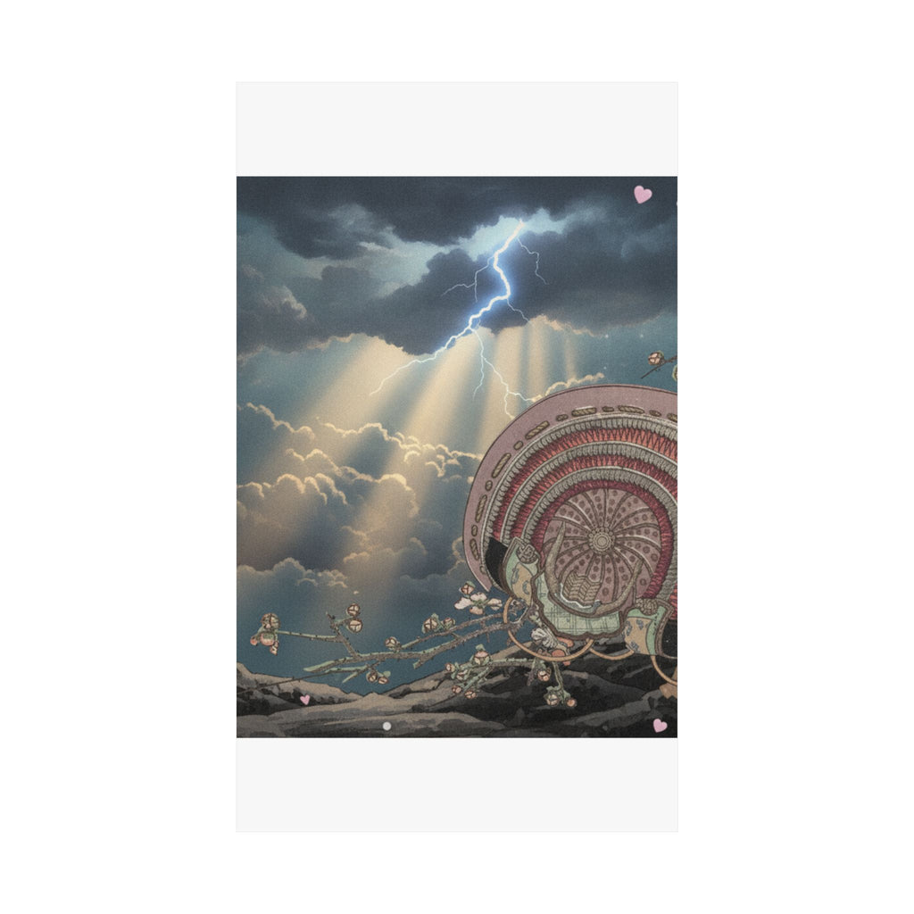 Dramatic Storm — Helmet And Plum Blossoms — Matte Poster