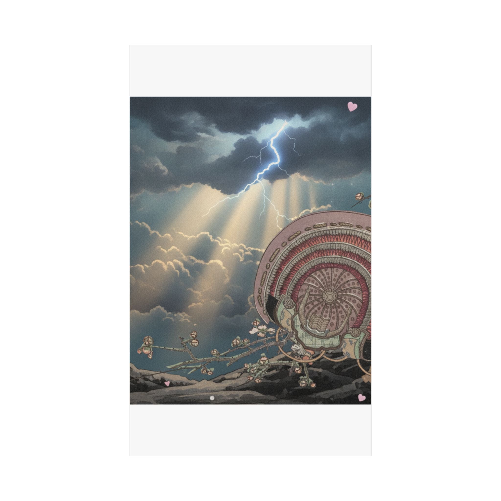 Dramatic Storm — Helmet And Plum Blossoms — Matte Poster