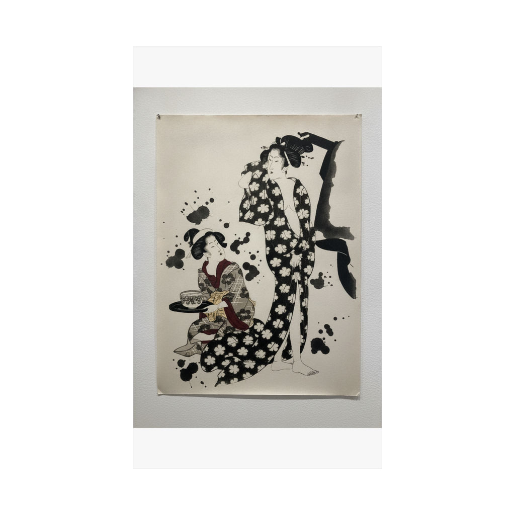 Watercolor — Young Woman Making Her Toilet — Matte Poster