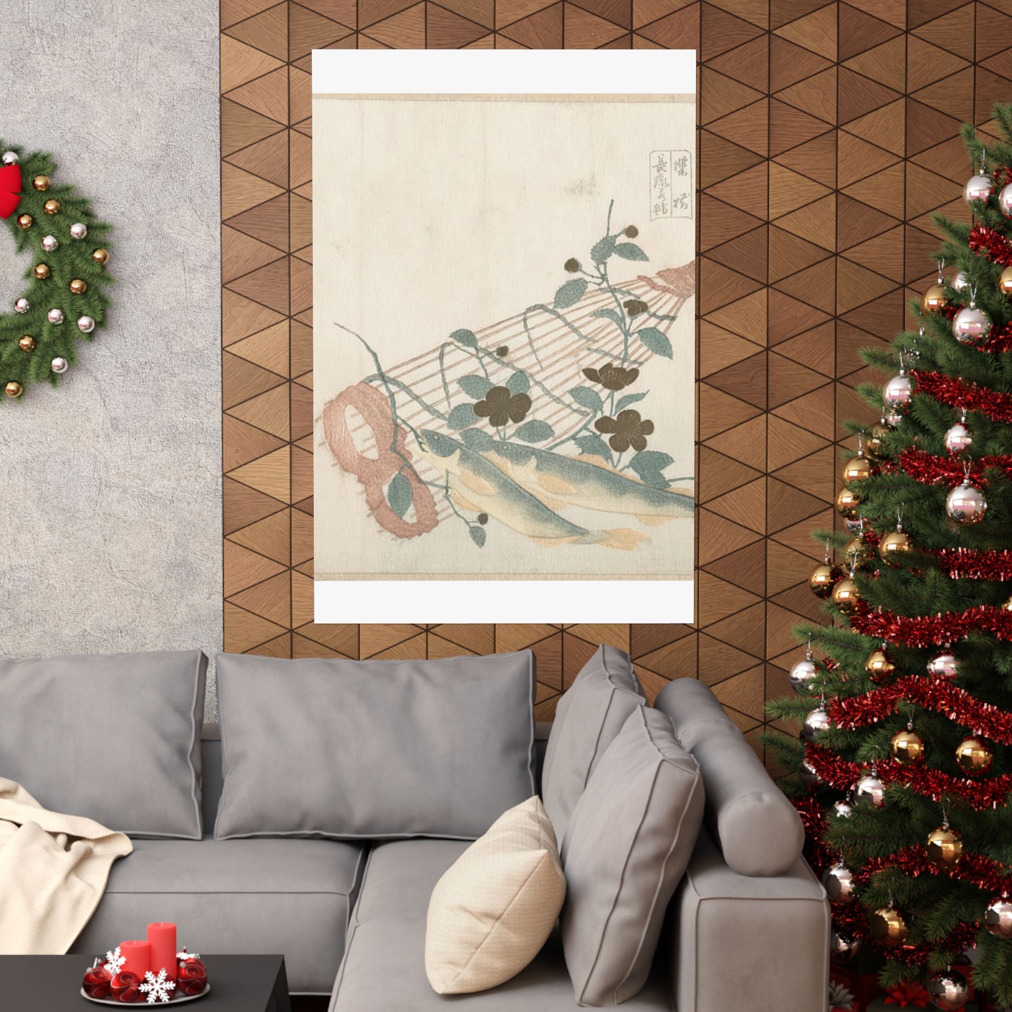Botanical — Sweet Fishes Of The Nagara River, With Baskets And Flowers — Matte Poster