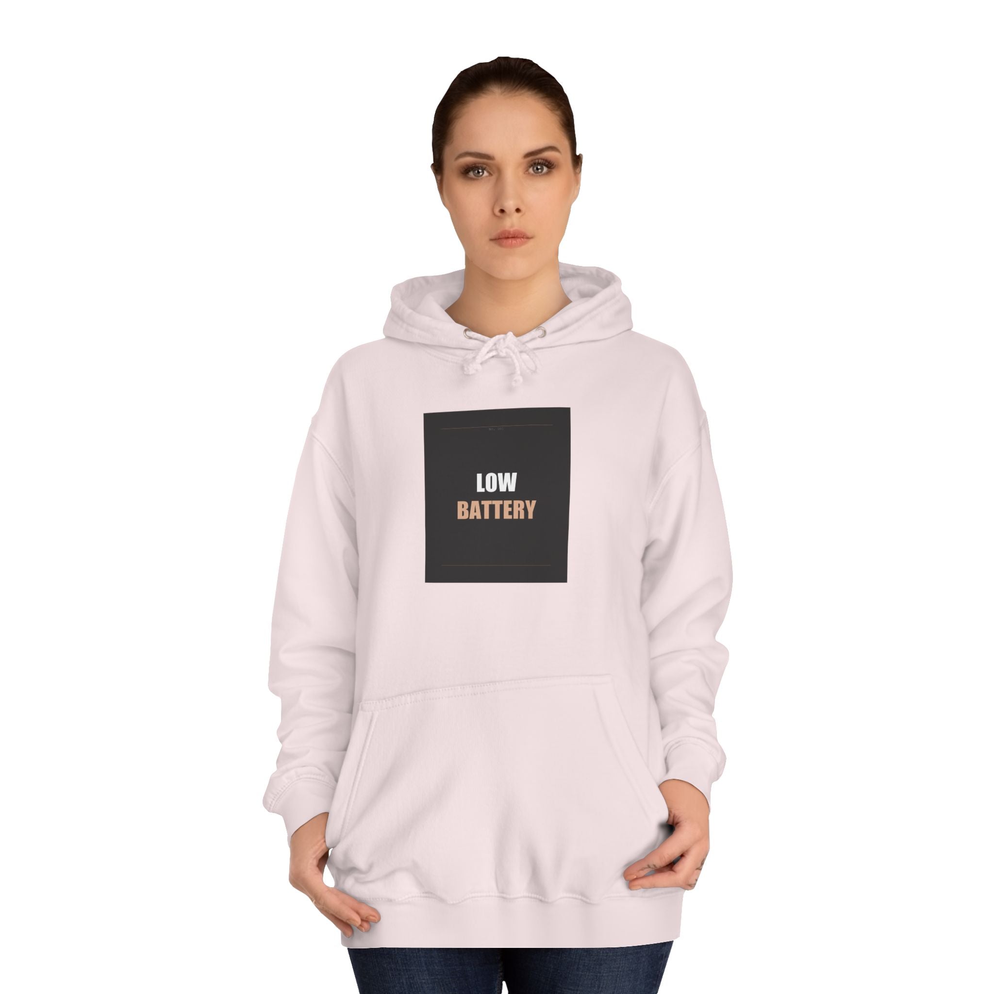 LOW BATTERY Charcoal Slogan Typography Hoodie