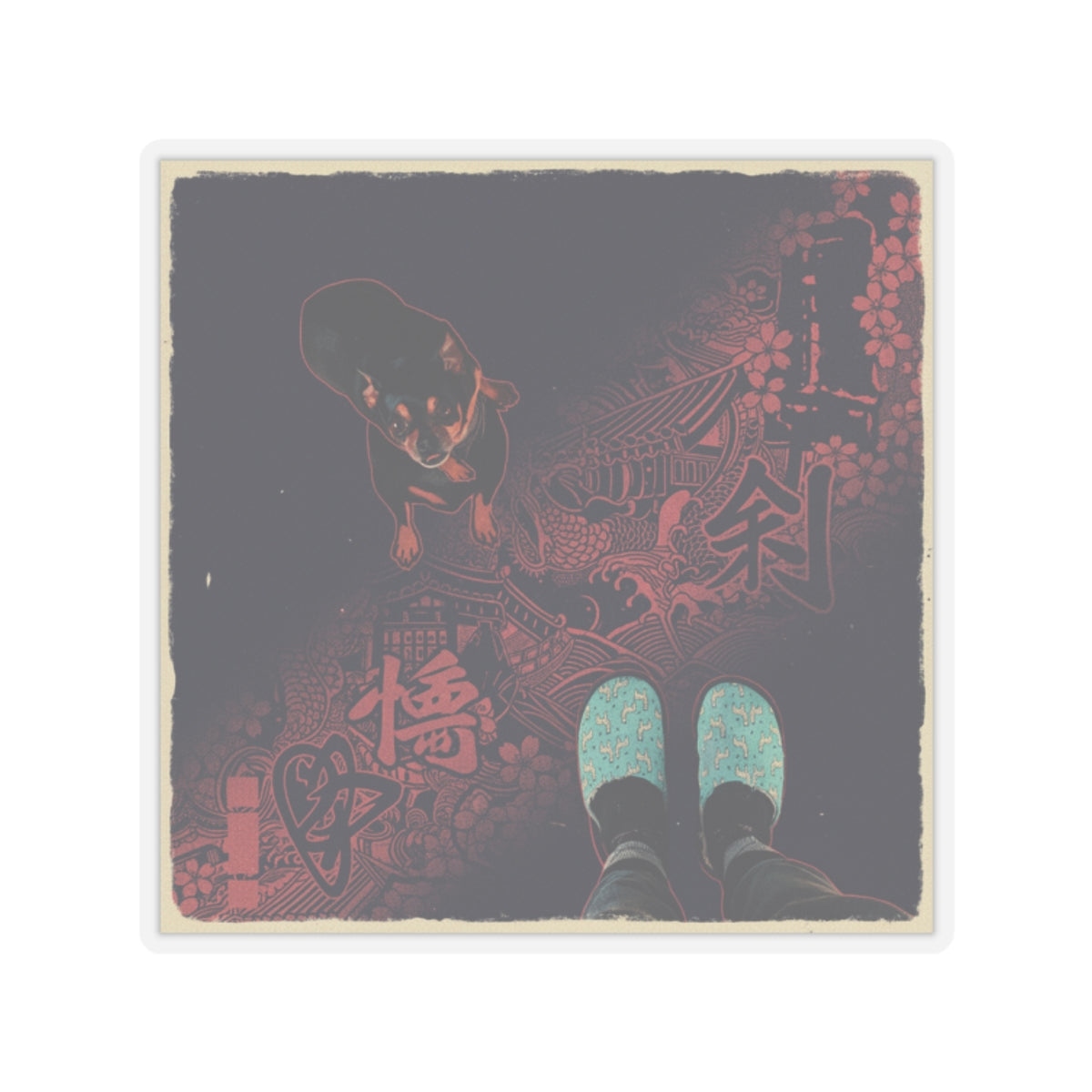 Japanese Street — Dog — Kiss-Cut Sticker