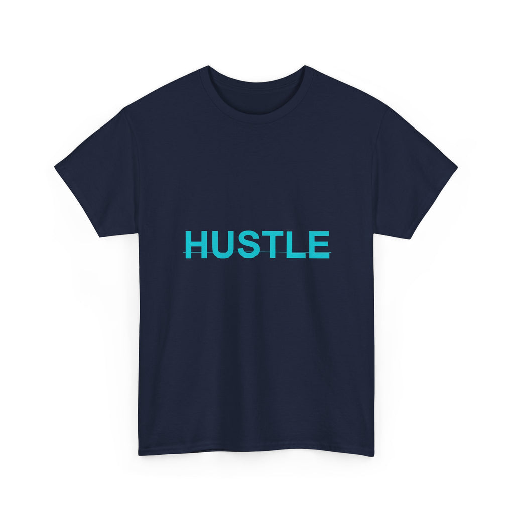 HUSTLE Bold Cyan Wordmark Minimal Graphic Tee