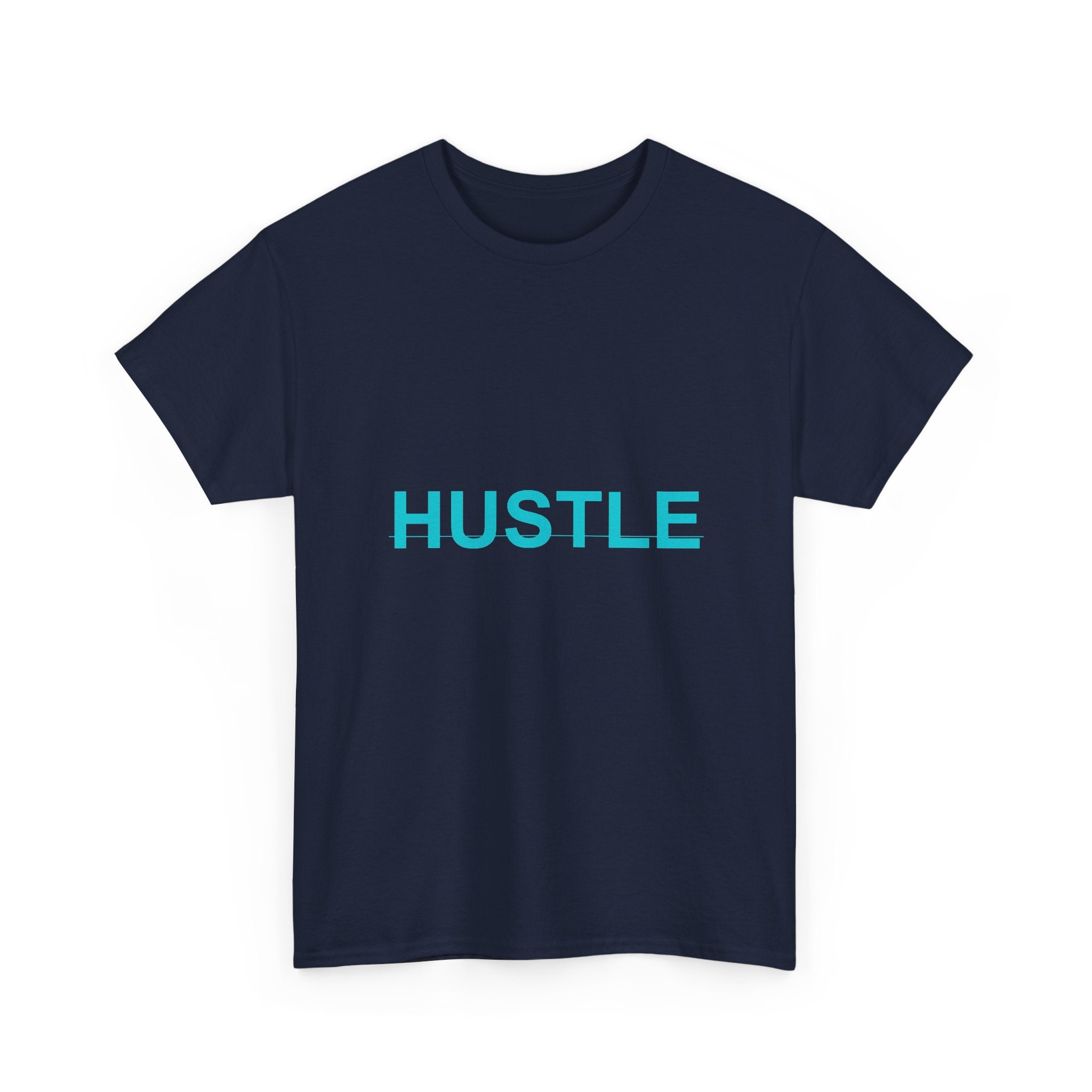 HUSTLE Bold Cyan Wordmark Minimal Graphic Tee