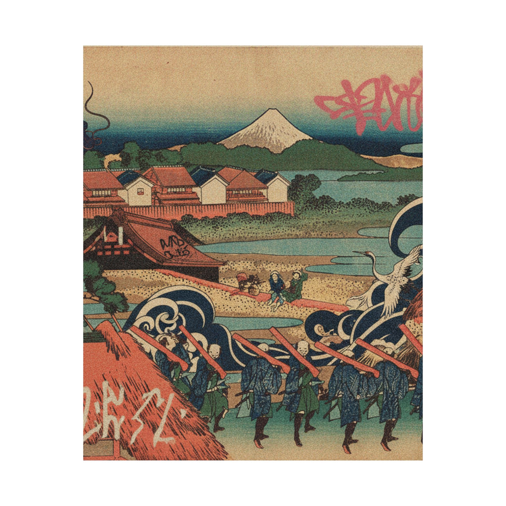Japanese Street — Fuji Seen In The Distance From Senju Pleasure Quarter (Senju Kagai Yori Chōbō No — Matte Poster