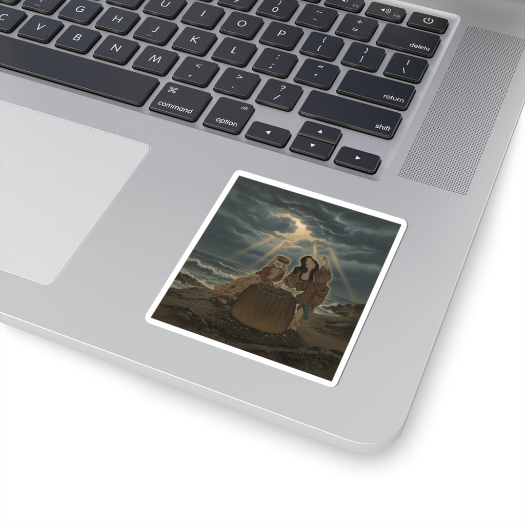 Dramatic Storm — Fisherwoman With A Basket And Two Boys — Kiss-Cut Sticker