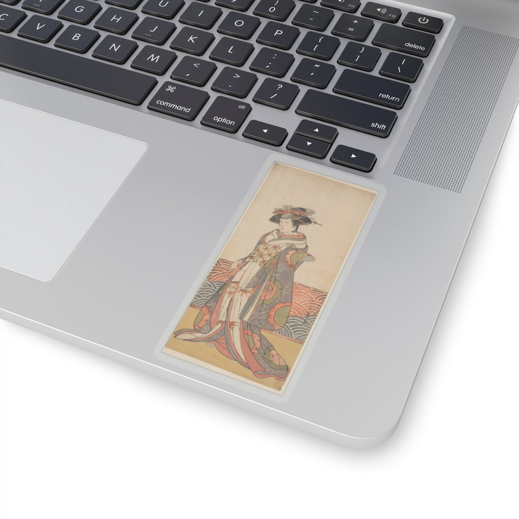 Product Marketing — The Third Segawa Kikunojo As A Woman Standing In A Room Having A Wave-Pattern Da — Kiss-Cut Sticker