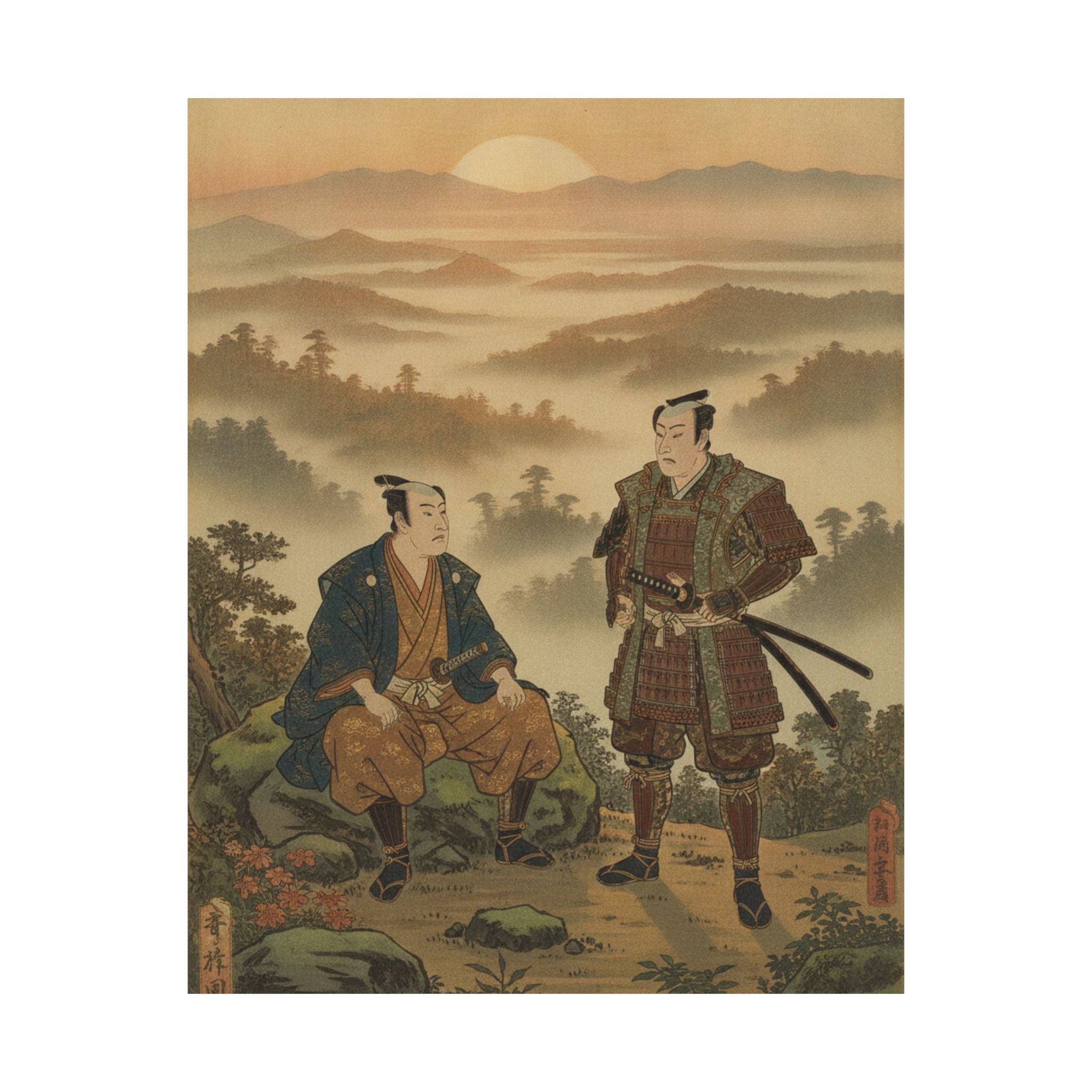 Scenic Nature — A Daimyo Talking To One Of His Retainers — Matte Poster