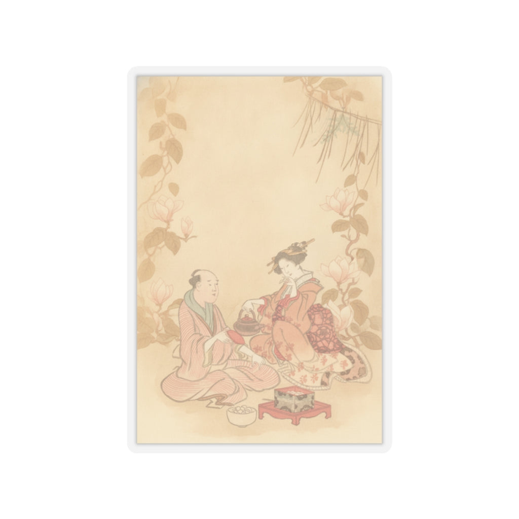 Southern Sunset — Woman Entertaining Her Guest With New Year Wine — Kiss-Cut Sticker