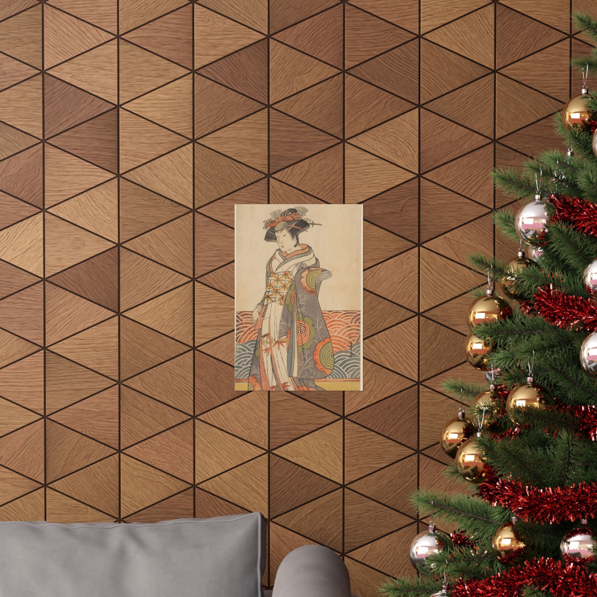 Product Marketing — The Third Segawa Kikunojo As A Woman Standing In A Room Having A Wave-Pattern Da — Matte Poster