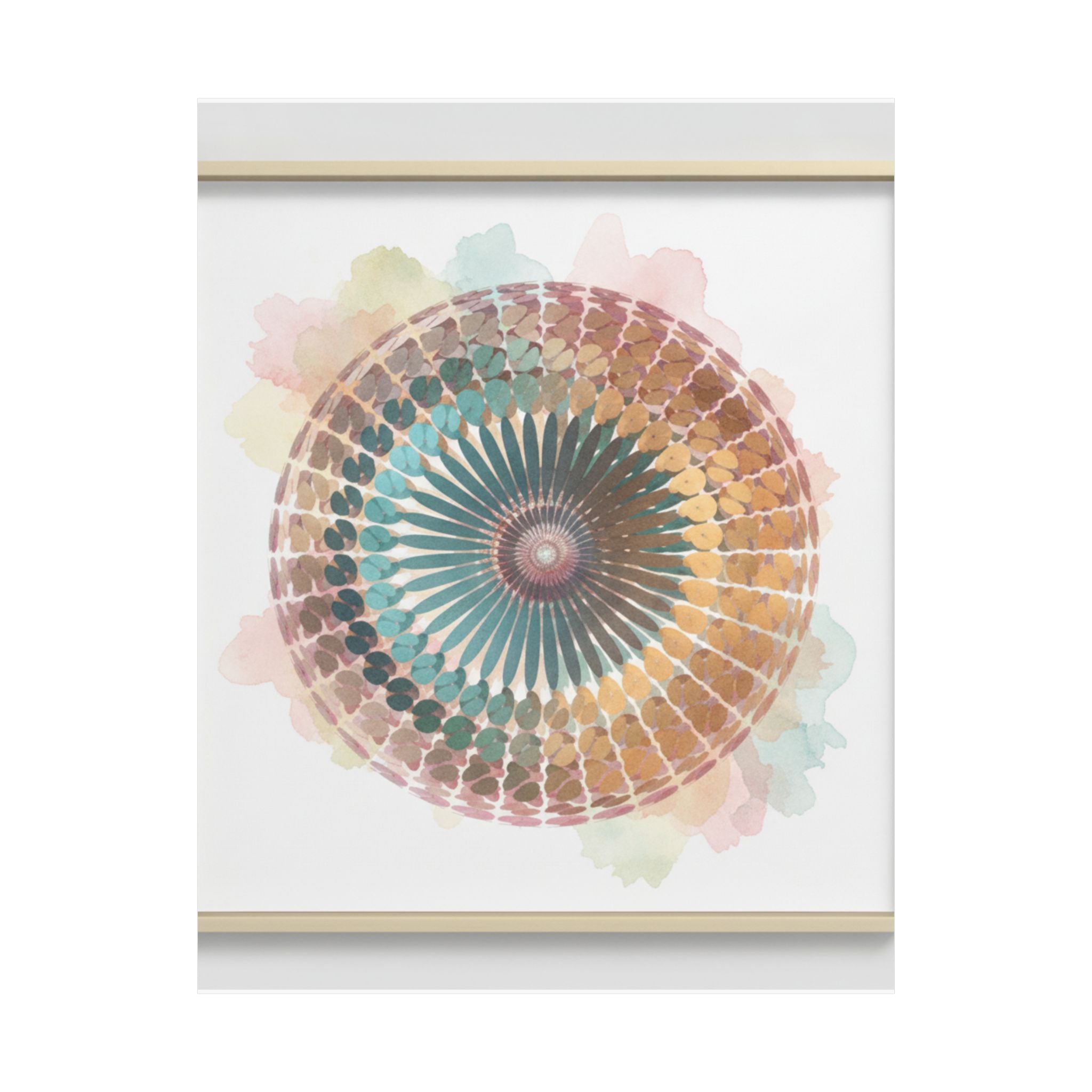 Terracotta and Teal Watercolour Spiral Mandala Poster