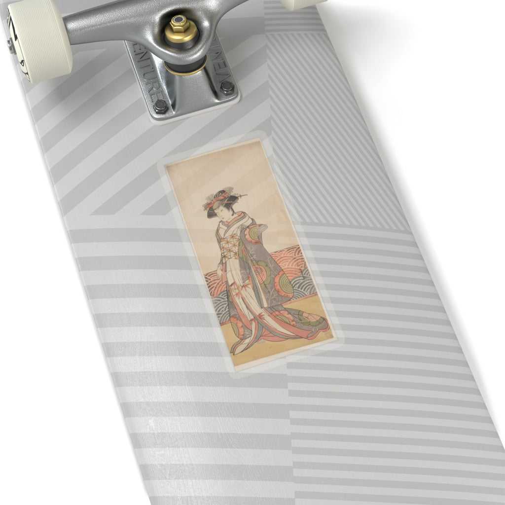 Product Marketing — The Third Segawa Kikunojo As A Woman Standing In A Room Having A Wave-Pattern Da — Kiss-Cut Sticker