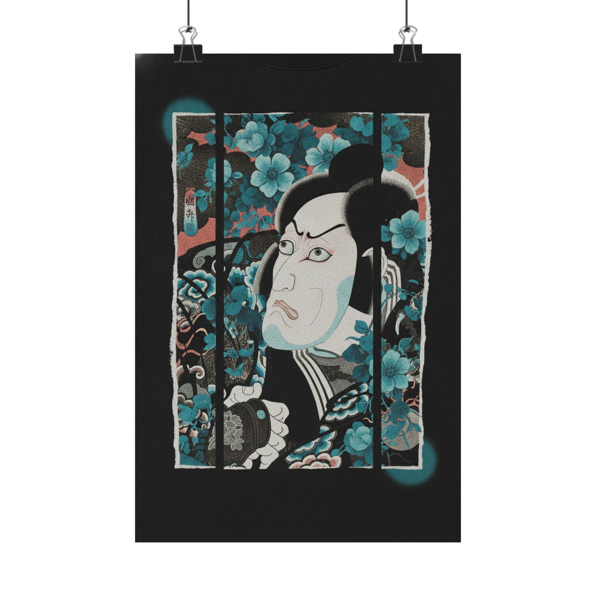 Streetwear Collage — Kabuki Actor Ichikawa Ebizō V As Kumagai Jirō Naozane — Matte Poster