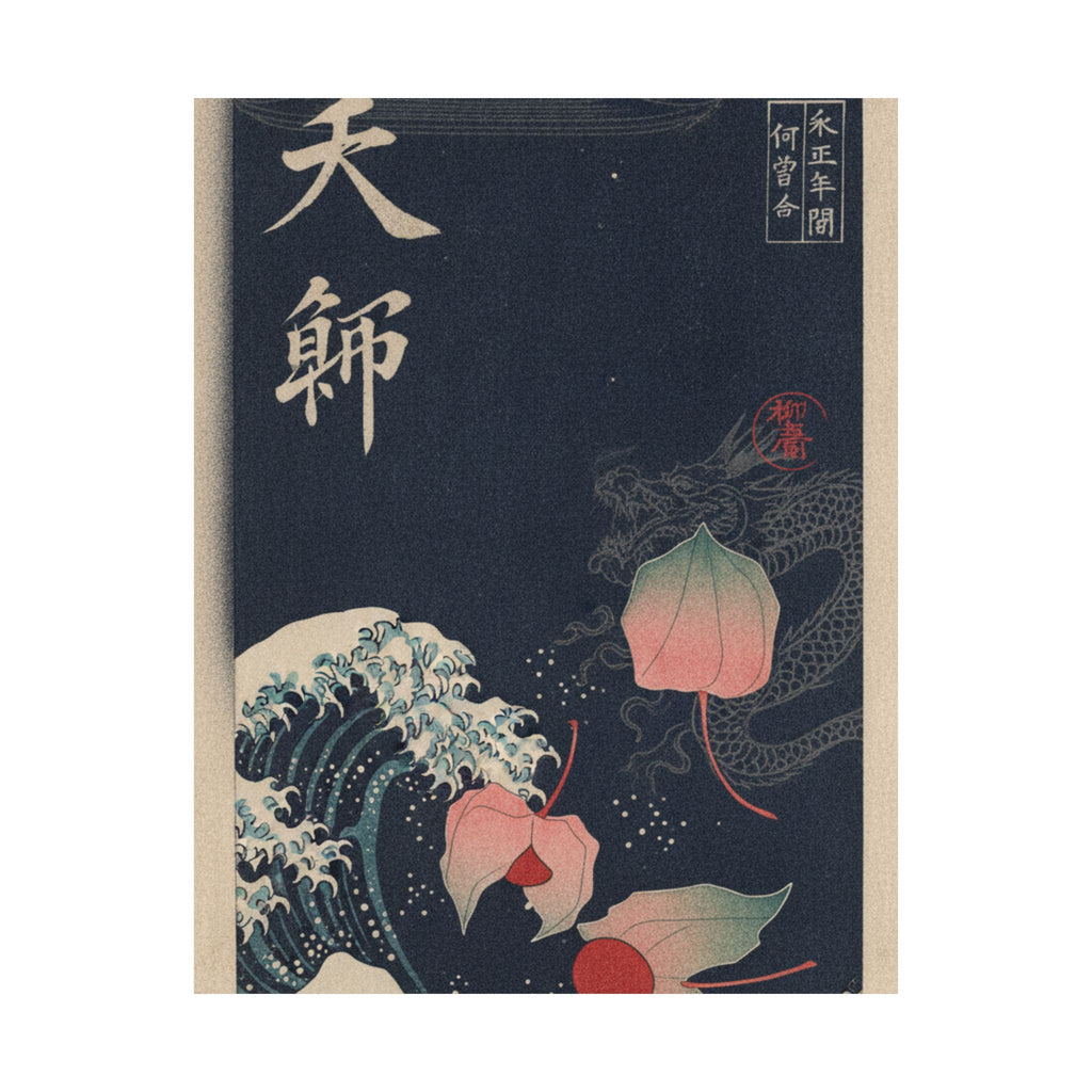 Japanese Street — Winter Cherries — Matte Poster