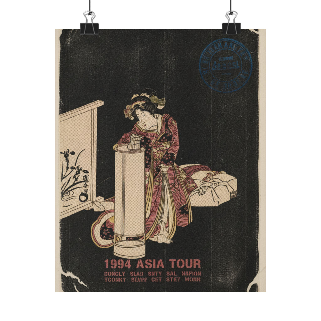 Vintage Bootleg — Young Woman Leaning Over A Tall Lamp — Matte Poster