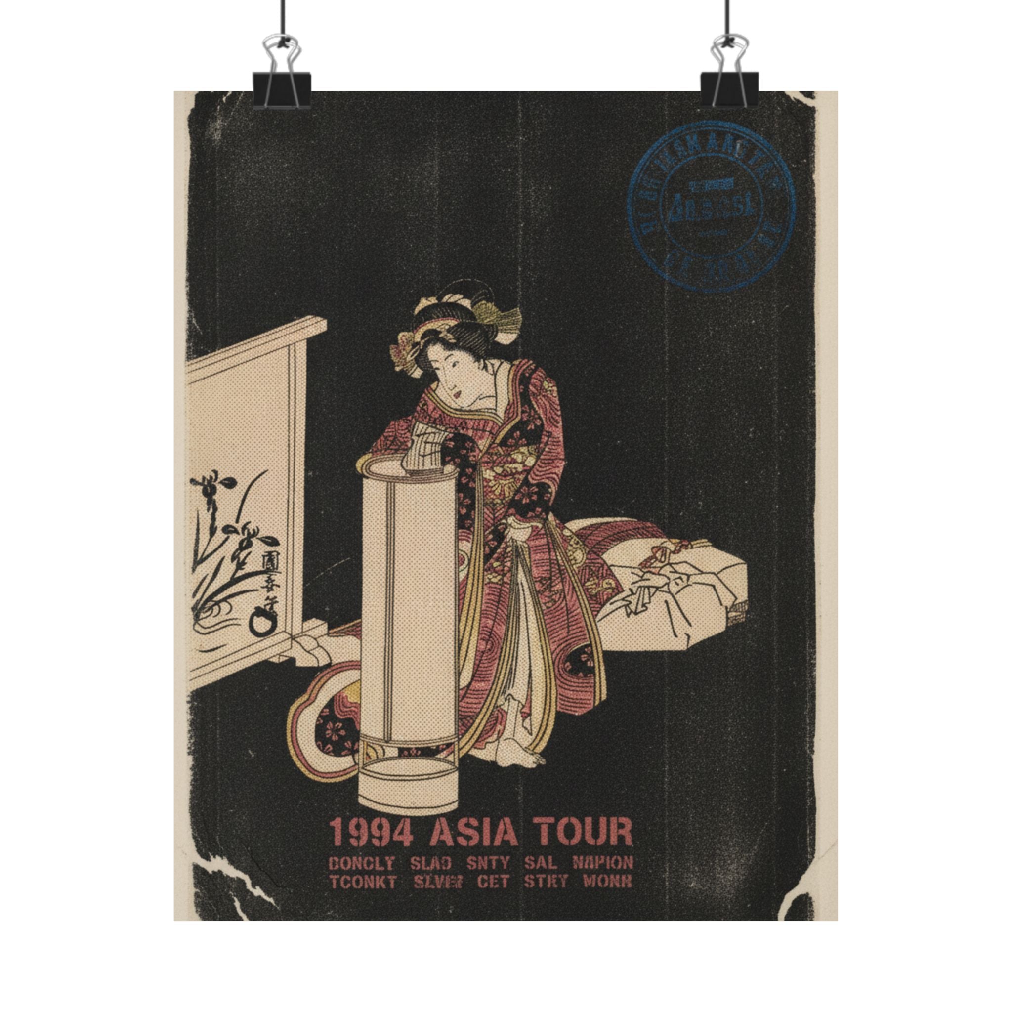 Vintage Bootleg — Young Woman Leaning Over A Tall Lamp — Matte Poster
