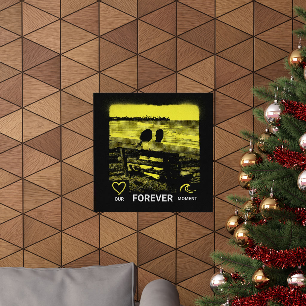 Our Forever Moment Beach Sunset Couple Yellow Matte Poster