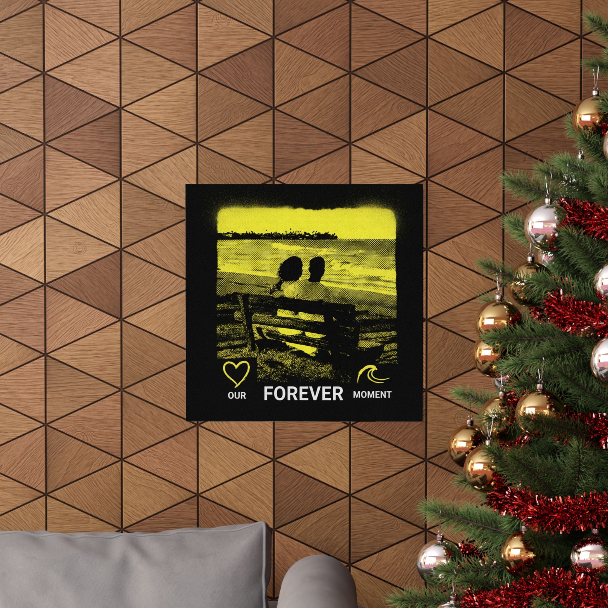 Our Forever Moment Beach Sunset Couple Yellow Matte Poster