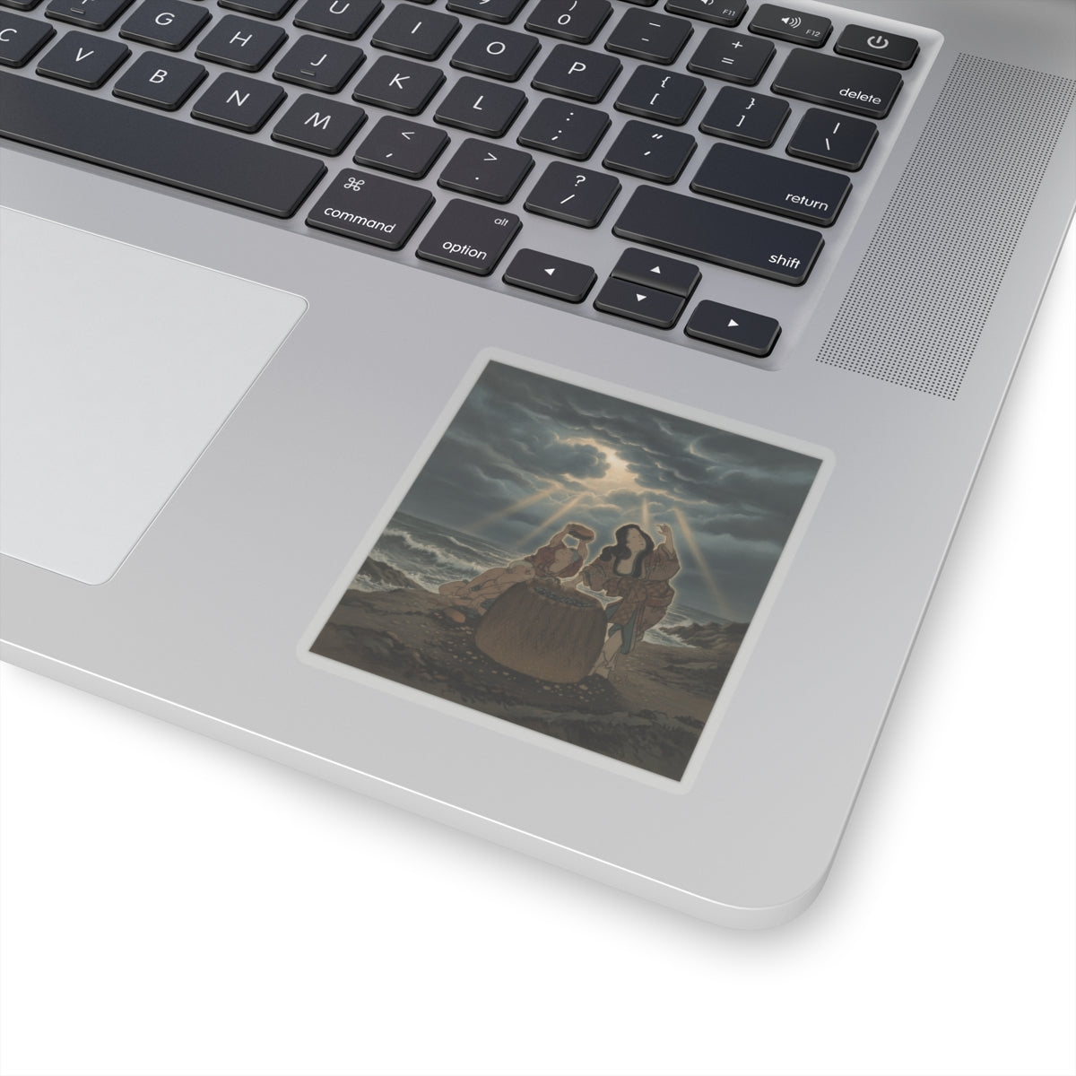 Dramatic Storm — Fisherwoman With A Basket And Two Boys — Kiss-Cut Sticker