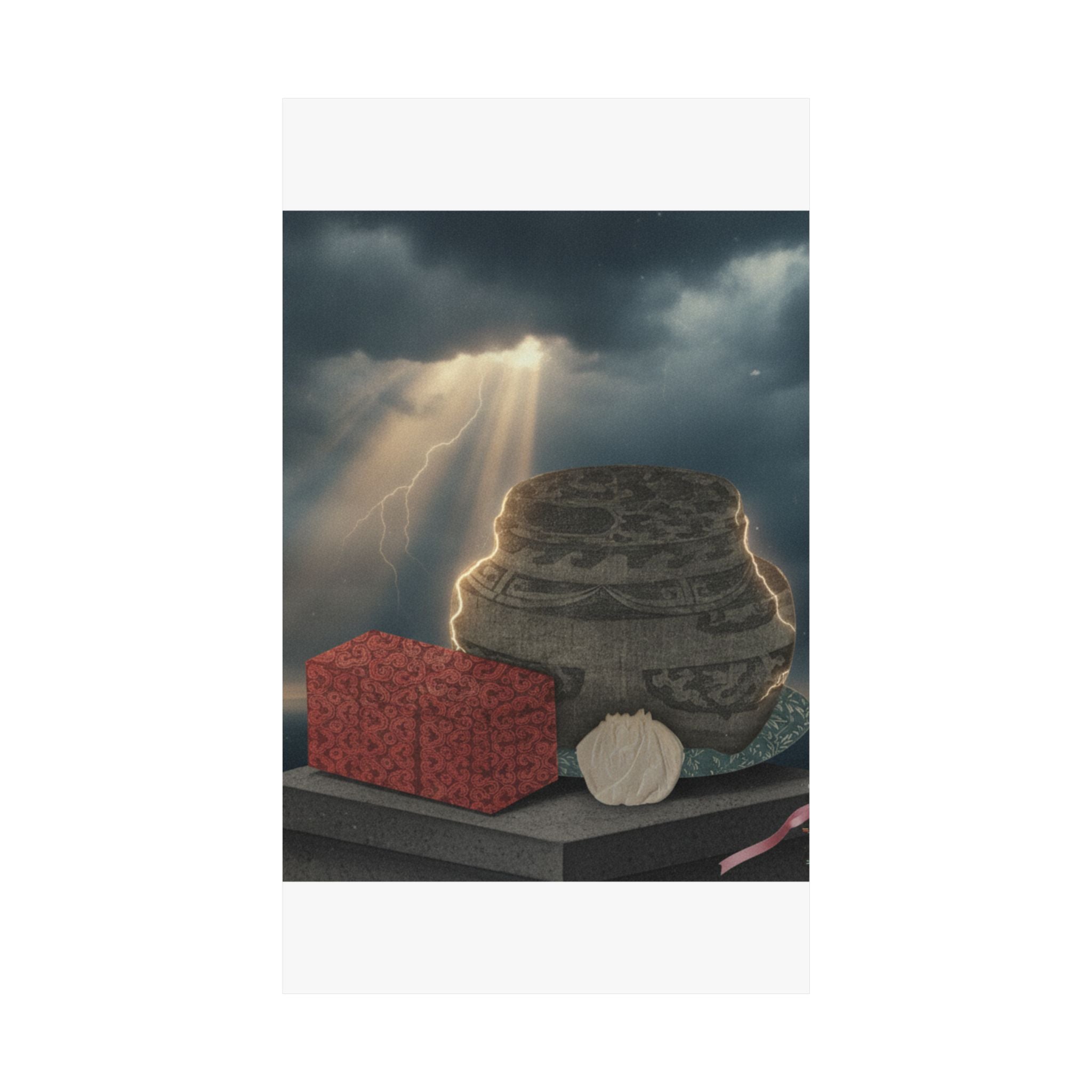 Dramatic Storm — Fire-Holder And Tea-Box — Matte Poster