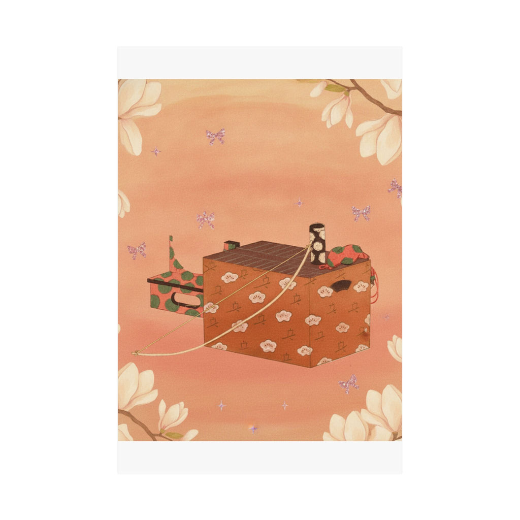 Southern Sunset — Box For Sugoroku Game (A Kind Of Backgammon), Bow And Drum — Matte Poster