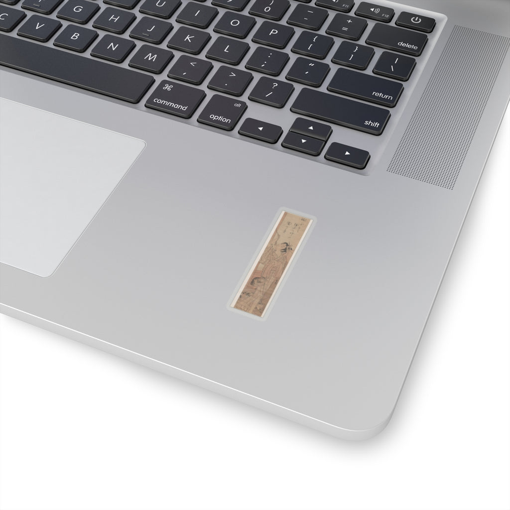 Ecommerce Main — Young Lady Toying With The Tassel Of Her Bed–Net While A Cat Plays At Her Feet — Kiss-Cut Sticker