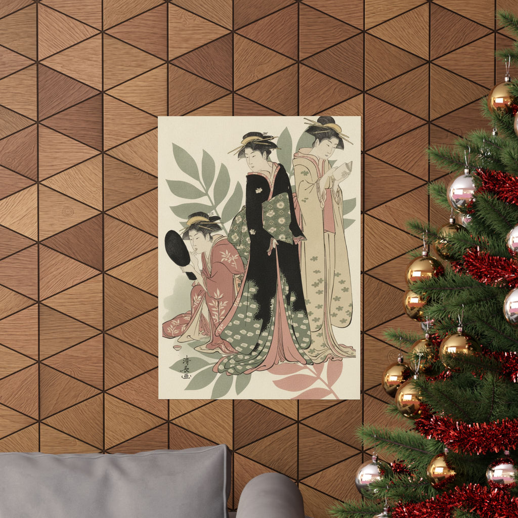 Botanical — Three Geishas Of Tachibana Street In Their Room — Matte Poster