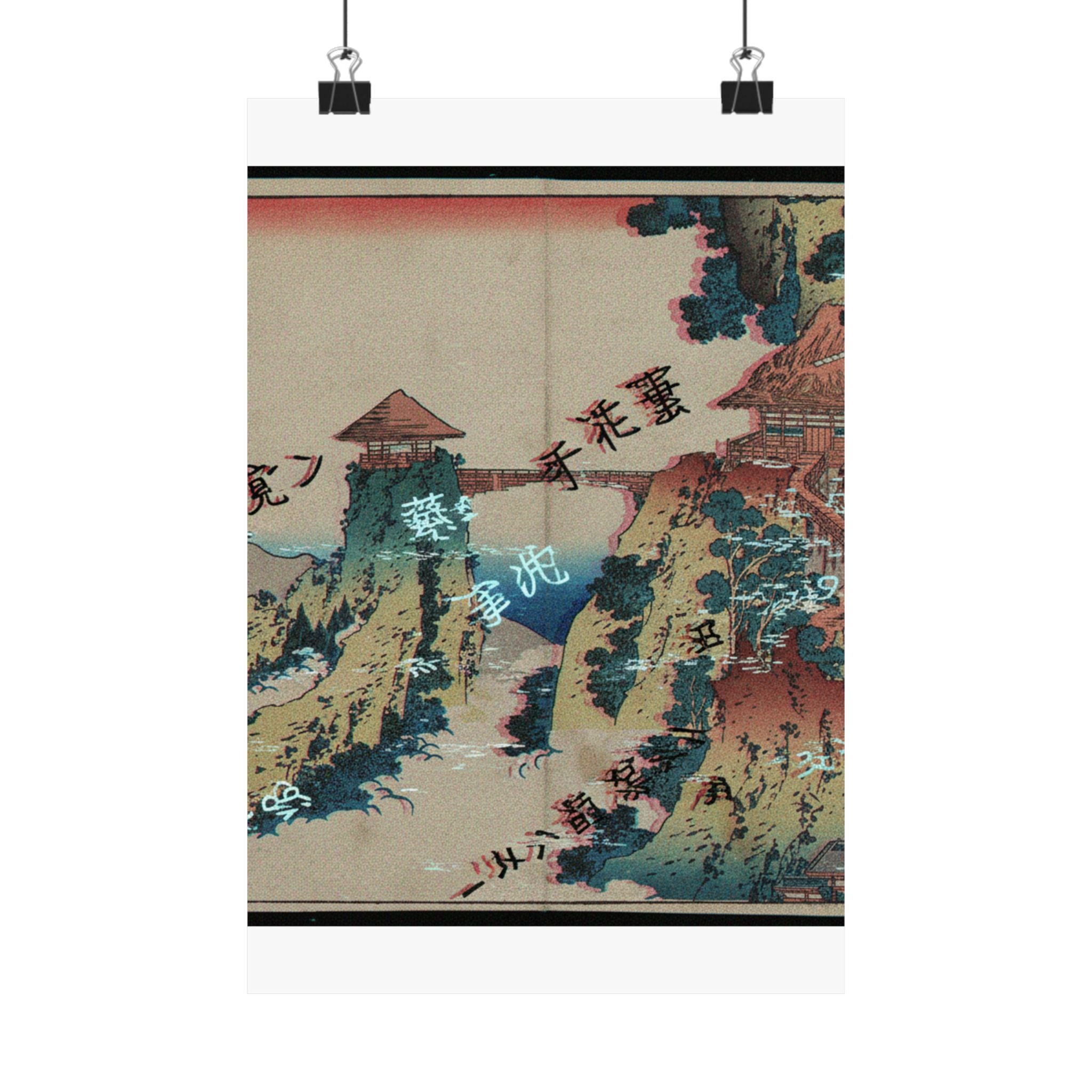 Glitch Culture — The Hanging-Cloud Bridge At Mount Gyōdō Near Ashikaga (Ashikaga Gyōdōzan Kumo No — Matte Poster