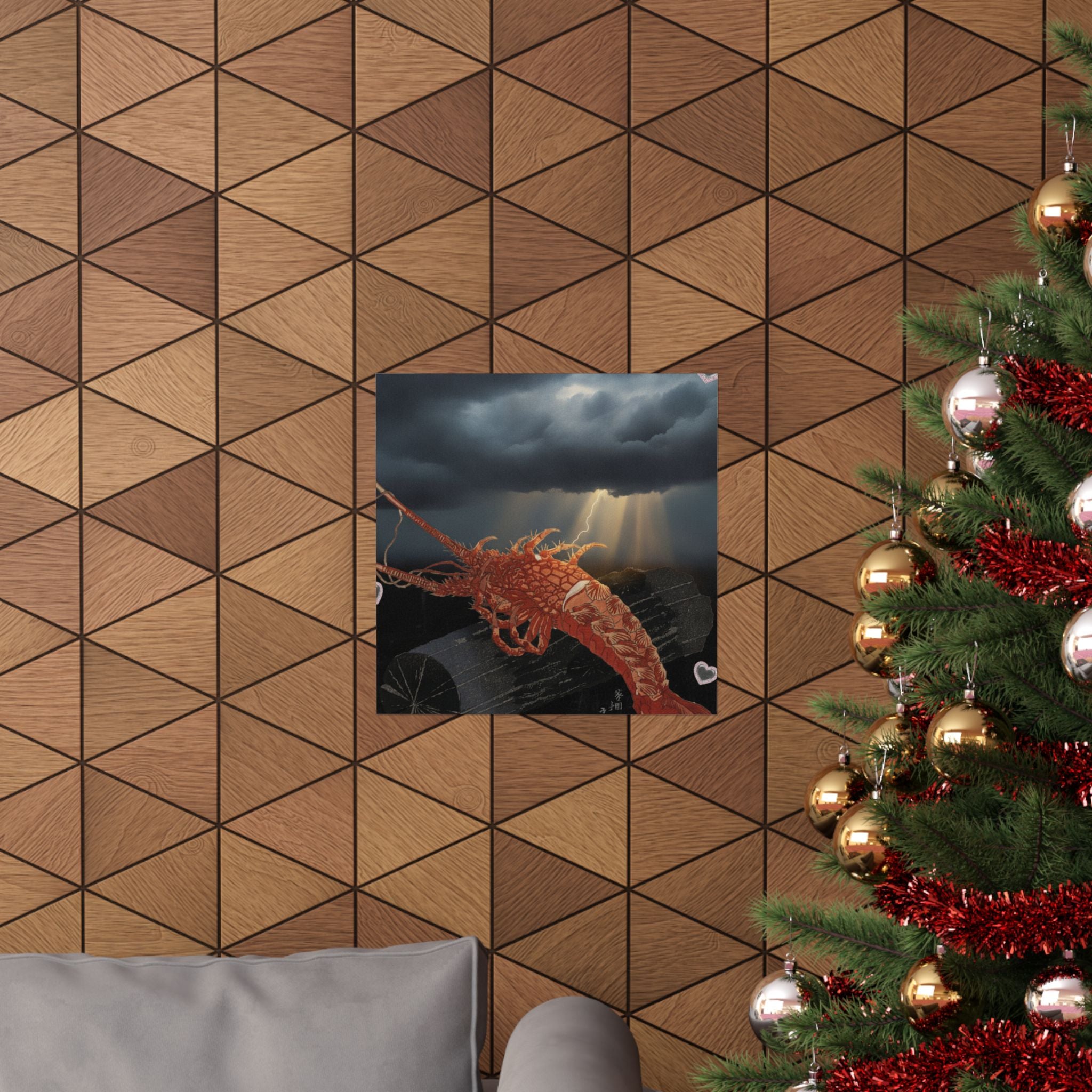 Dramatic Storm — Lobster On A Piece Of Charcoal — Matte Poster