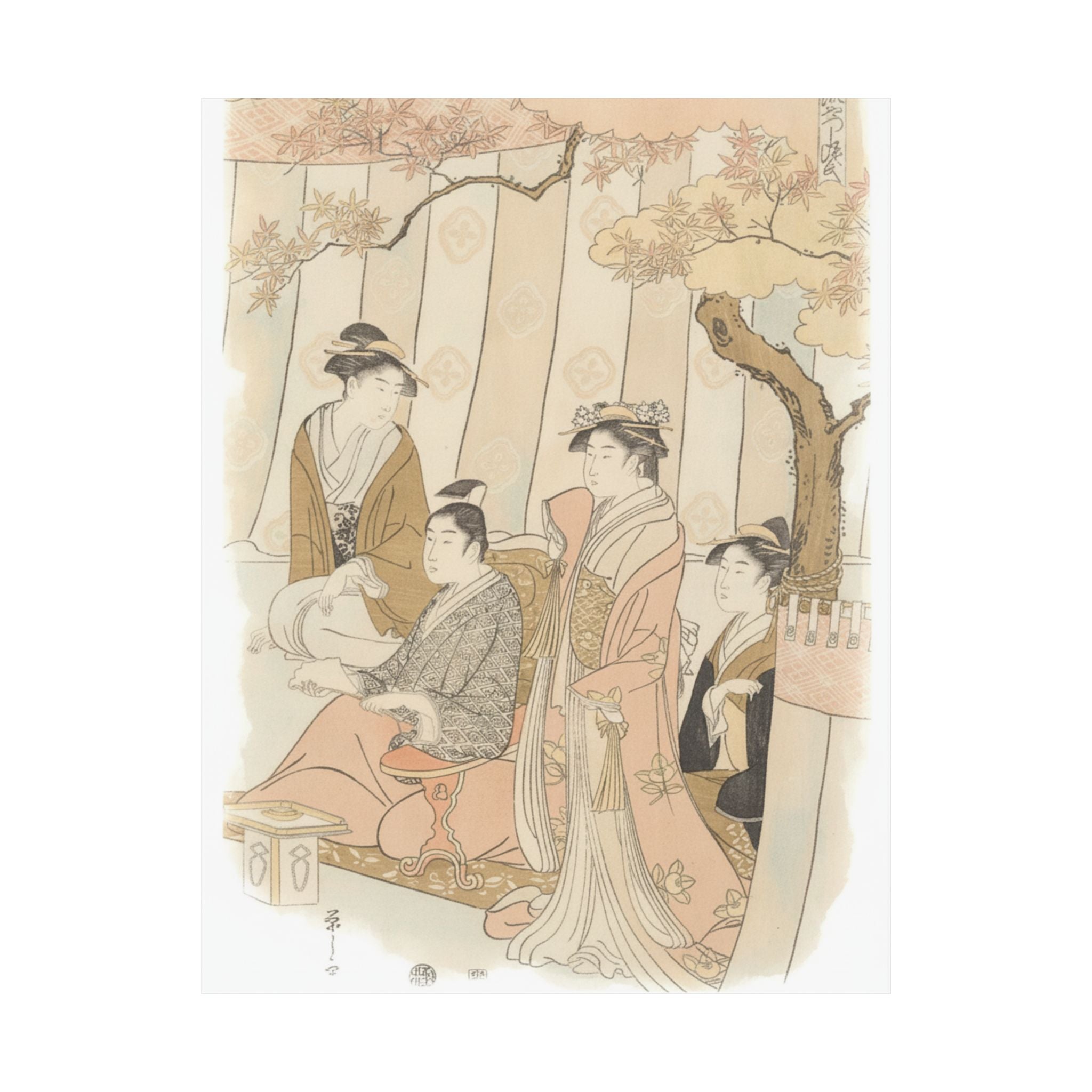 Watercolor — Prince Genji And Three Young Women — Matte Poster