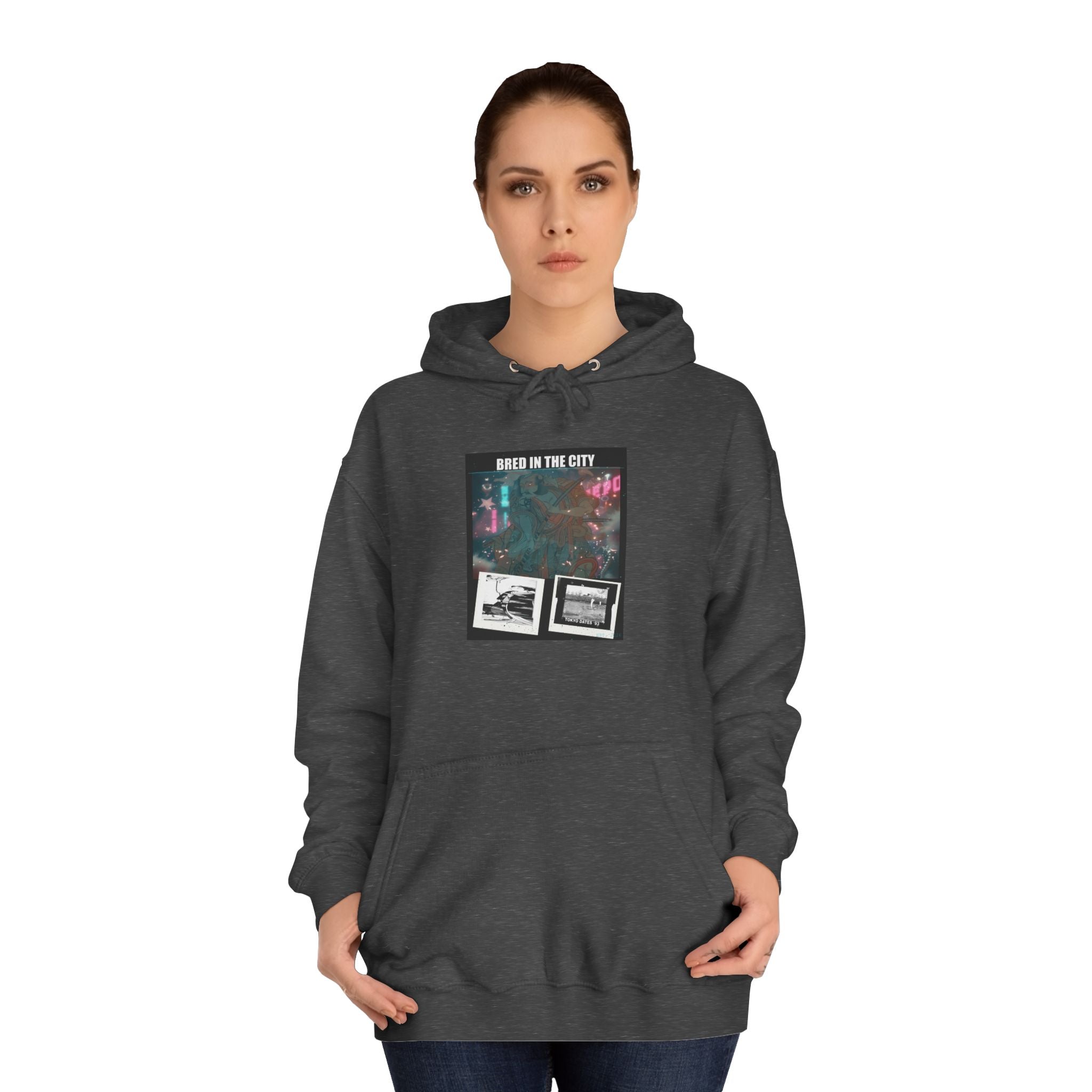 Bred In The City Neon Car Polaroid Collage Hoodie