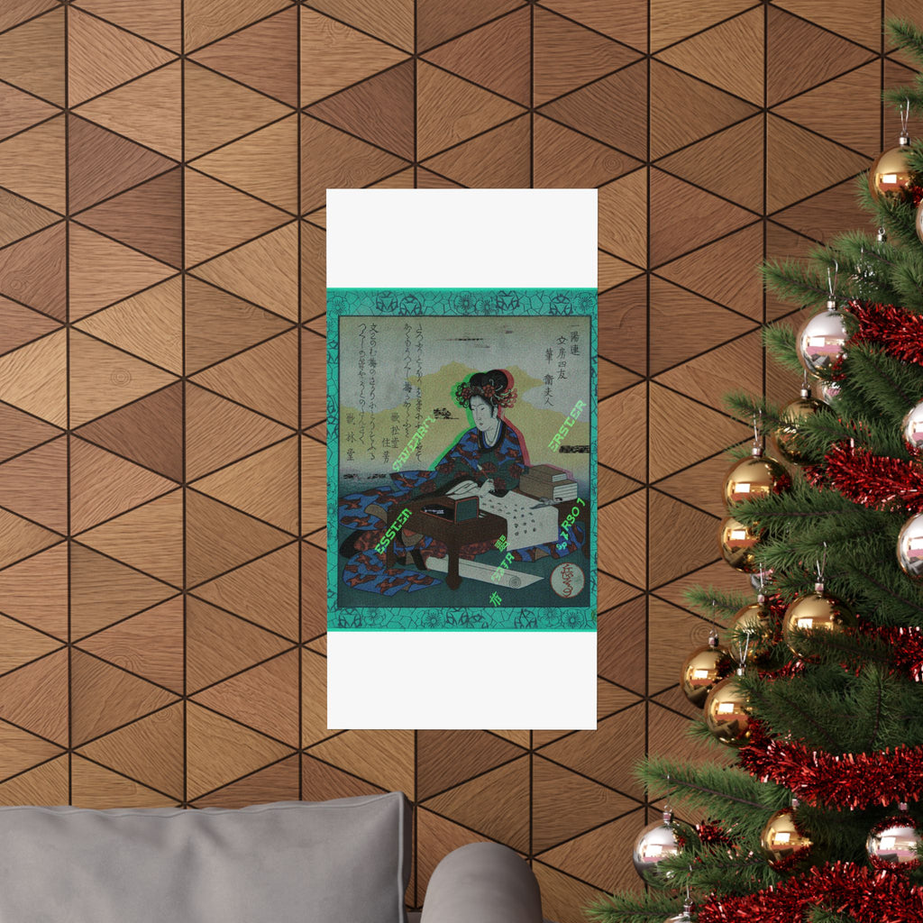 Glitch Culture — Chinese Lady Seated At A Table, Composing An Ode — Matte Poster