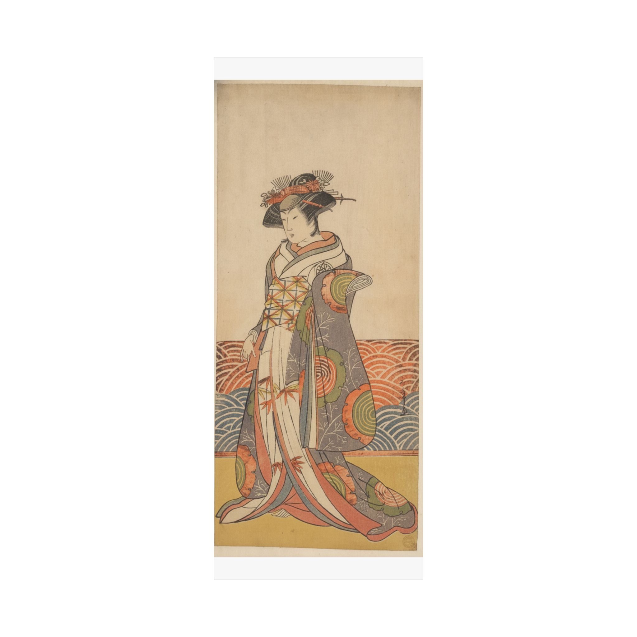 Product Marketing — The Third Segawa Kikunojo As A Woman Standing In A Room Having A Wave-Pattern Da — Matte Poster