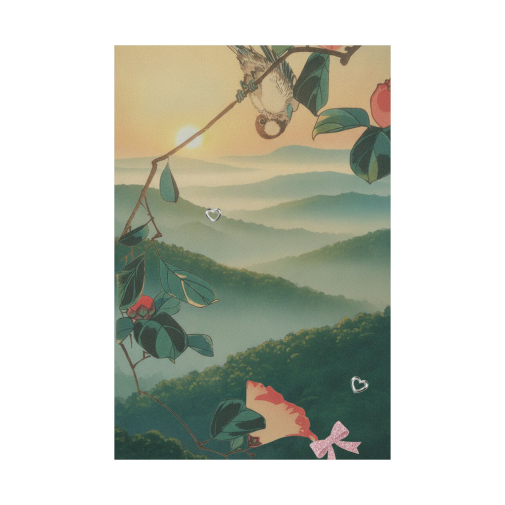 Scenic Nature — Camellia And Bullfinch — Matte Poster