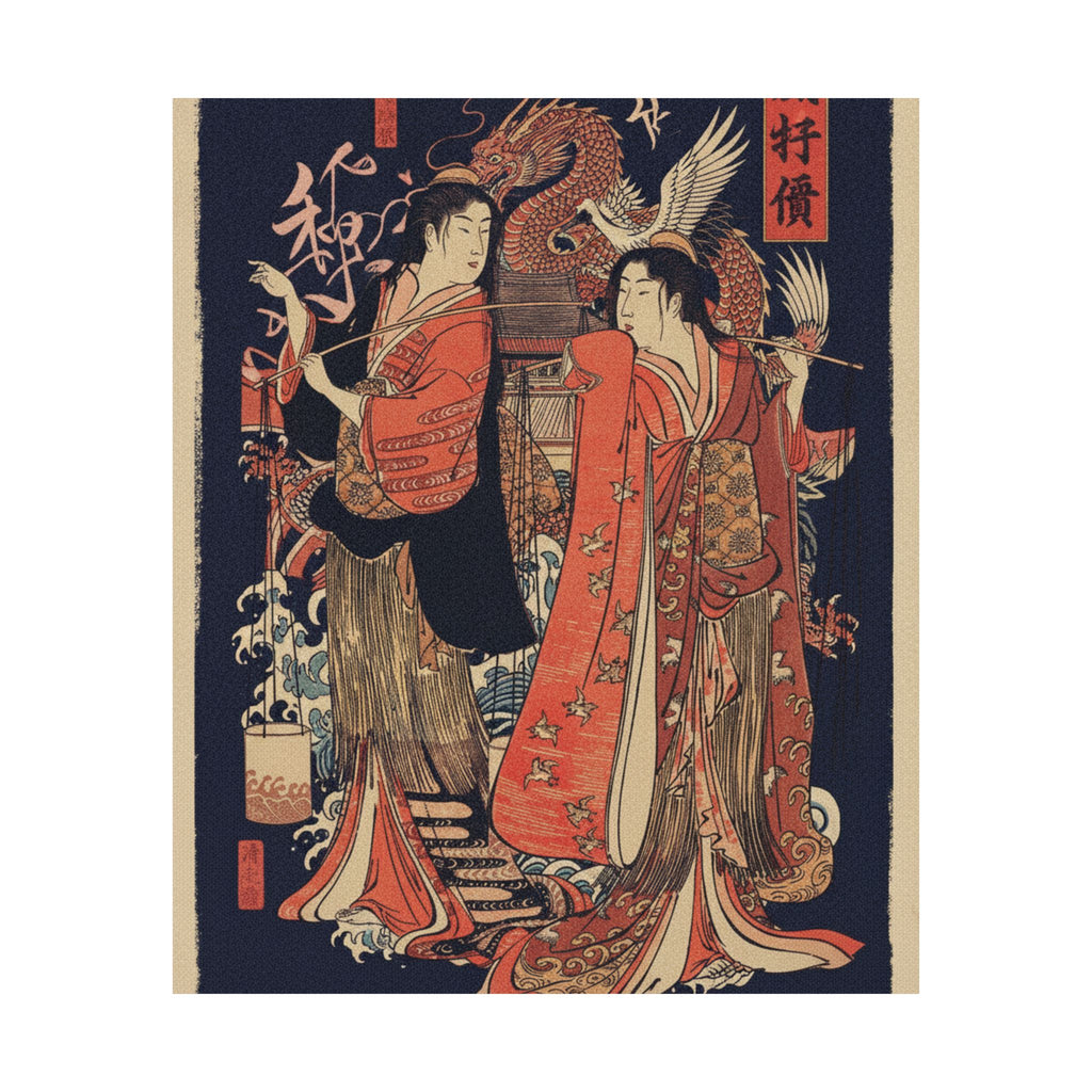 Japanese Street — The Dance Of The Beach Maidens From The Series Brocade Of The East — Matte Poster