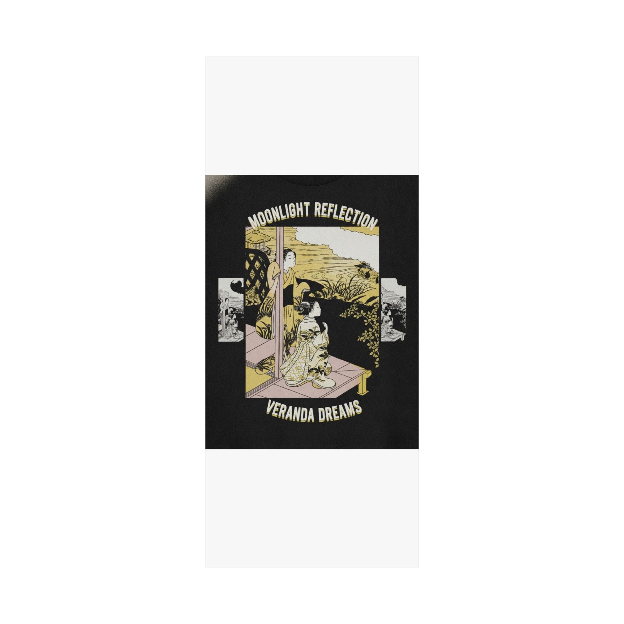 Streetwear Collage — Two Girls On A Veranda Beside A Stream With The Moon — Matte Poster