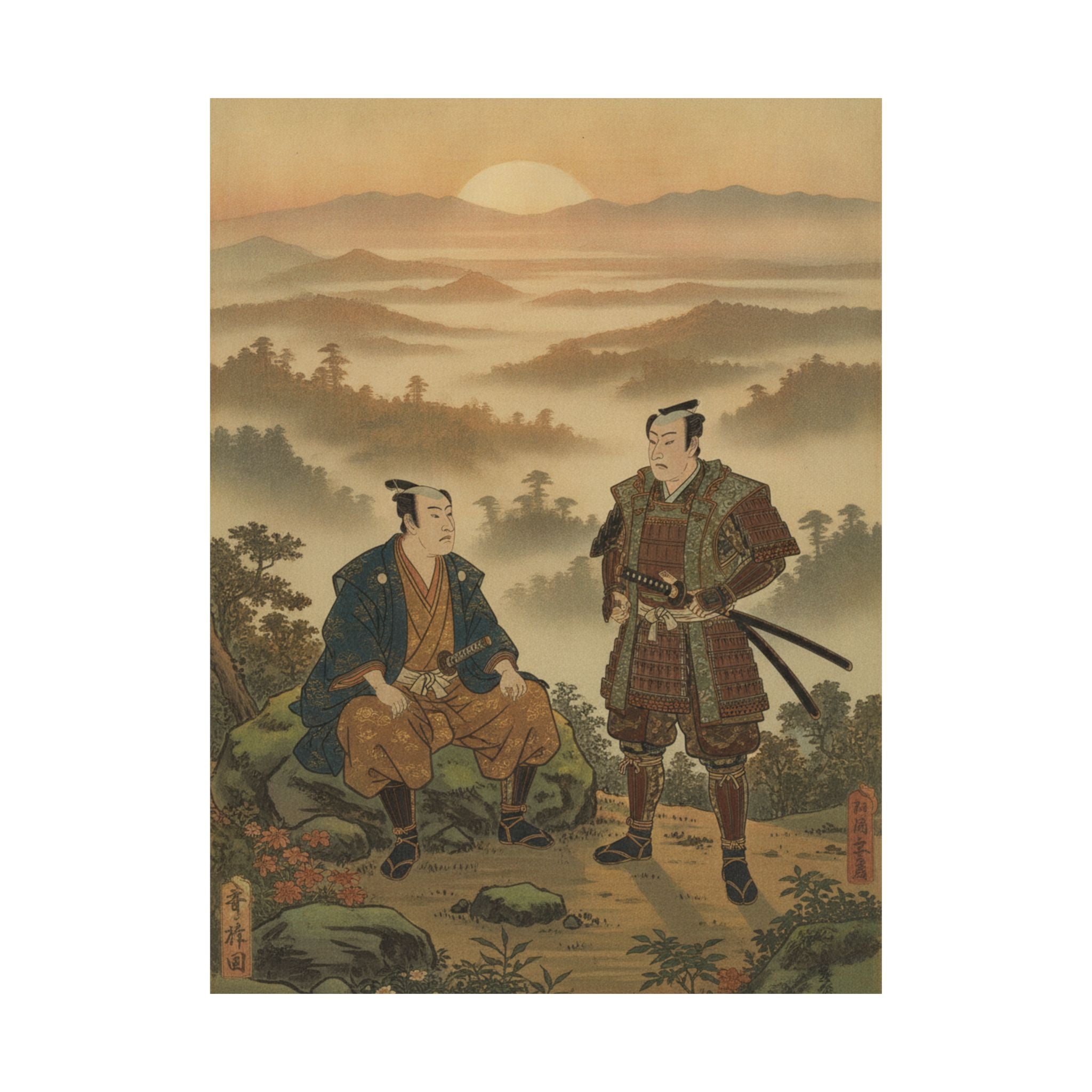 Scenic Nature — A Daimyo Talking To One Of His Retainers — Matte Poster