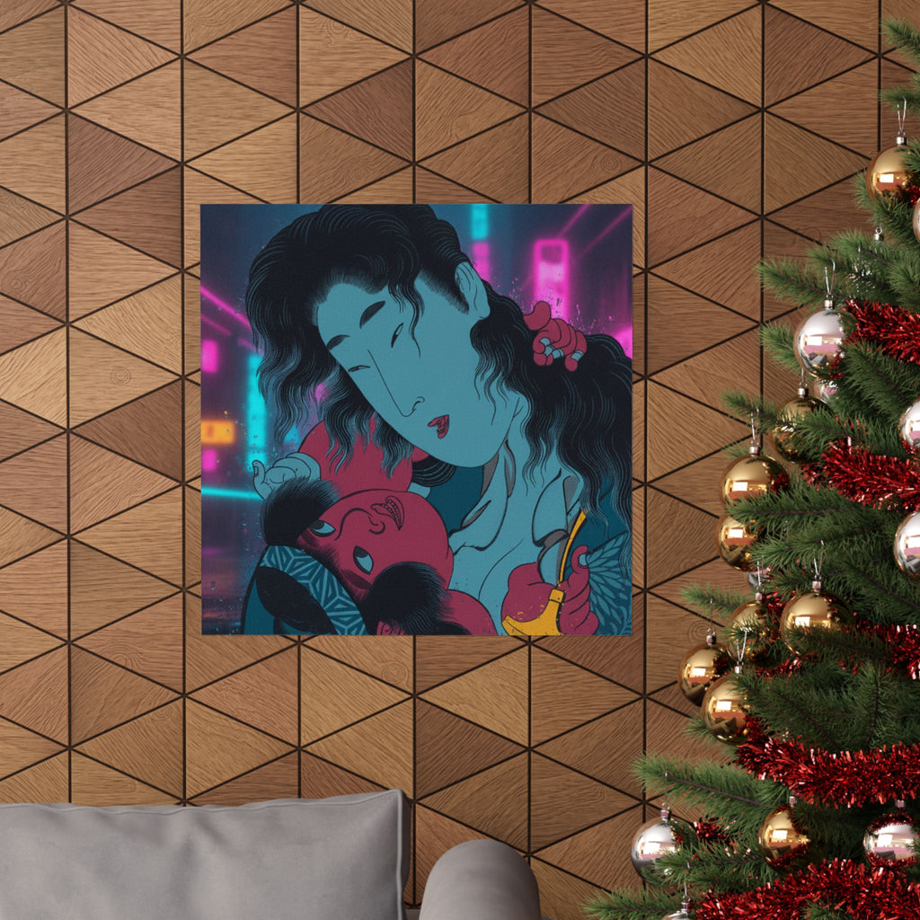 Neon Noir — Yamauba Playing With Kintarō — Matte Poster