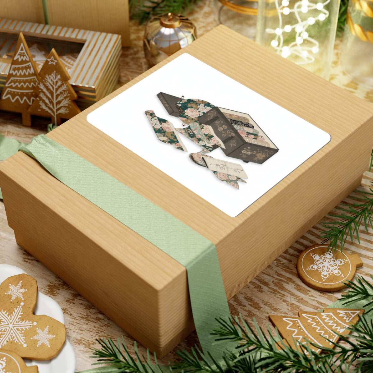 Ecommerce Main — Box With Draperies — Kiss-Cut Sticker