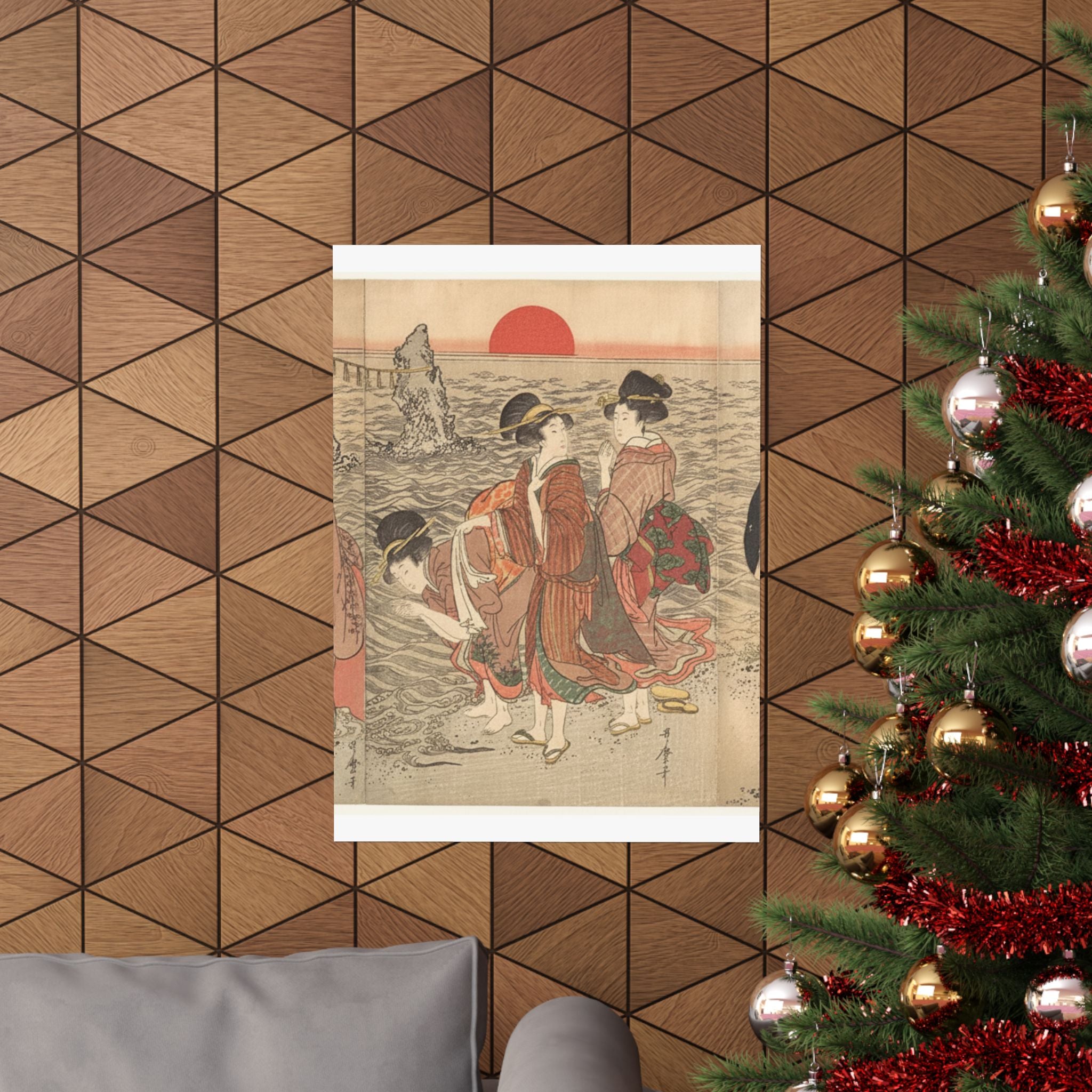 Ecommerce Main — Women Worshipping The Rising Sun Between The Twin Rocks At Ise — Matte Poster