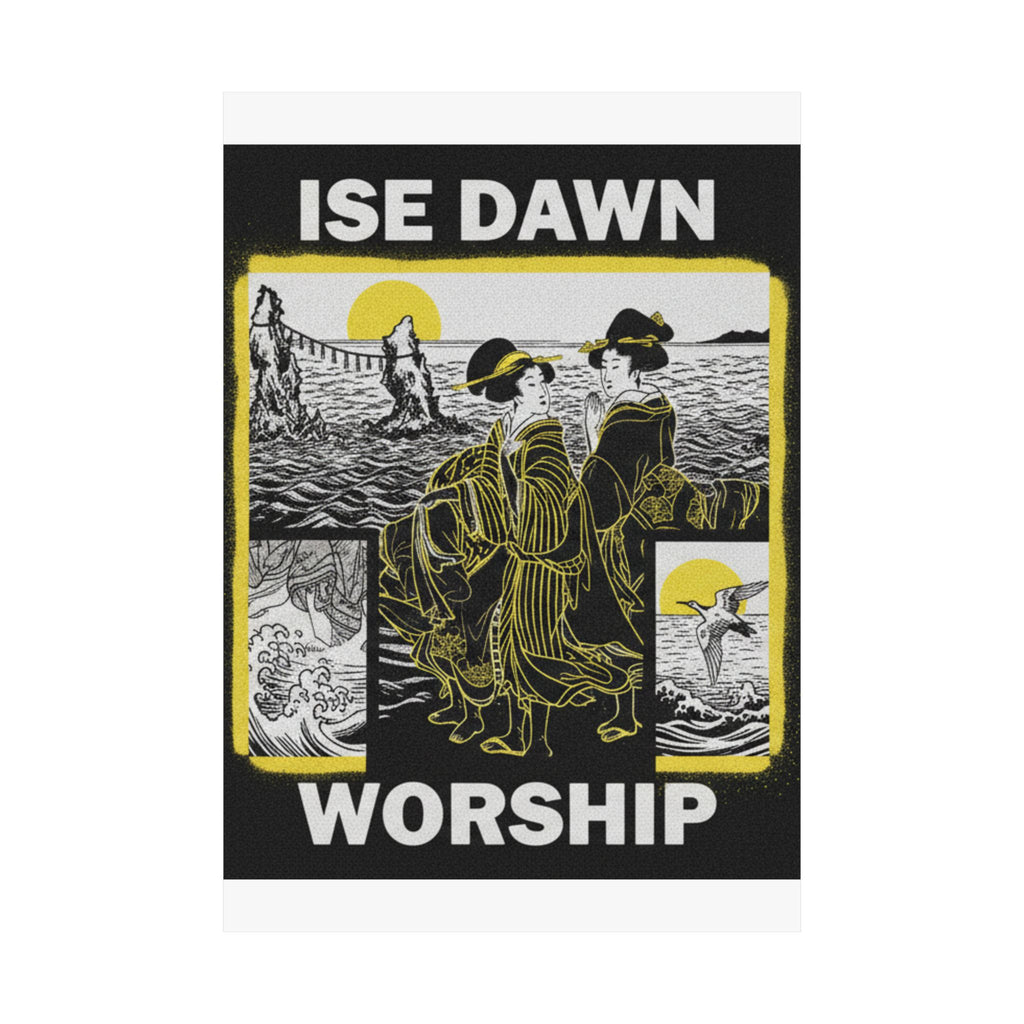 Streetwear Collage — Women Worshipping The Rising Sun Between The Twin Rocks At Ise — Matte Poster