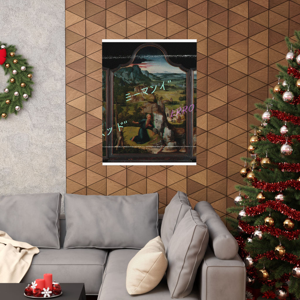 Glitched Renaissance Triptych Vaporwave ERROR Matte Poster