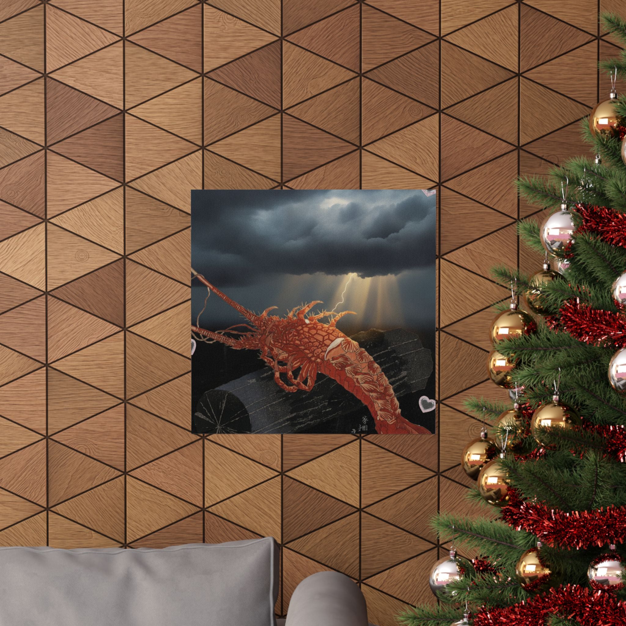 Dramatic Storm — Lobster On A Piece Of Charcoal — Matte Poster