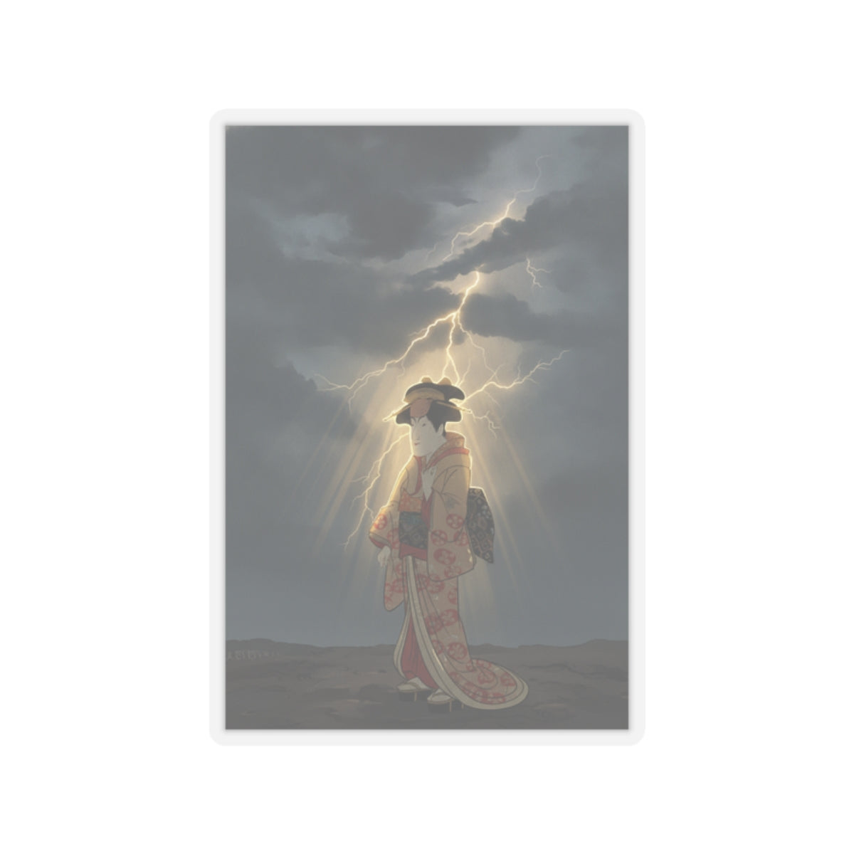 Dramatic Storm — Nakayama Tomisaburō As Miyagino In The Play "Katakiuchi Noriyaibanashi" — Kiss-Cut Sticker