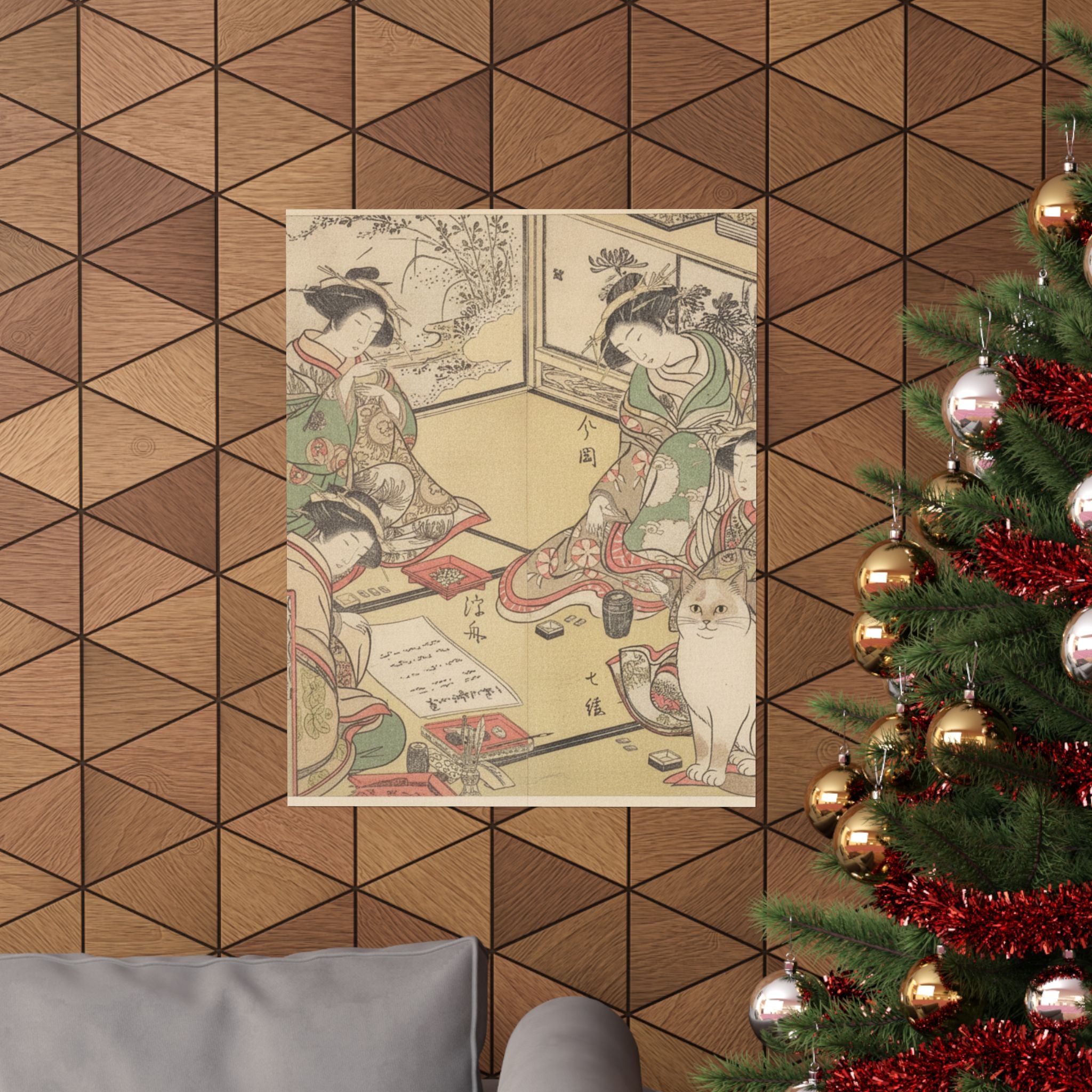Botanical — Four Oiran Of The House Called Kadokana-Ya Playing The Game Of Ko-Awase (Incense — Matte Poster
