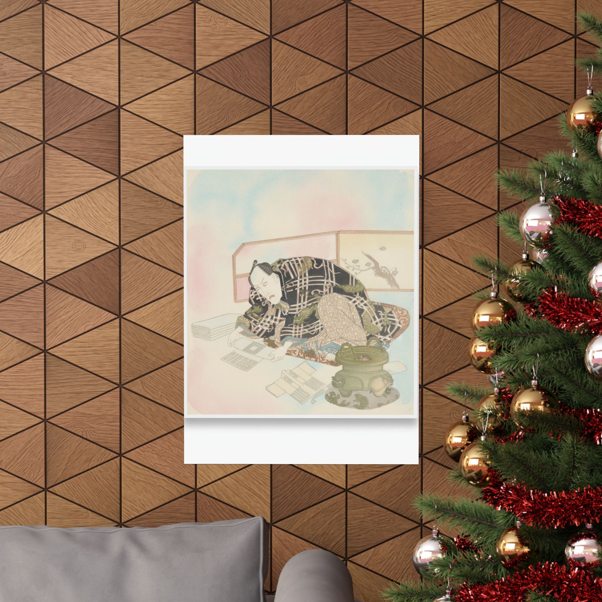 Watercolor — Ichikawa Danjūrō Vii Preparing New Year'S Gifts — Matte Poster